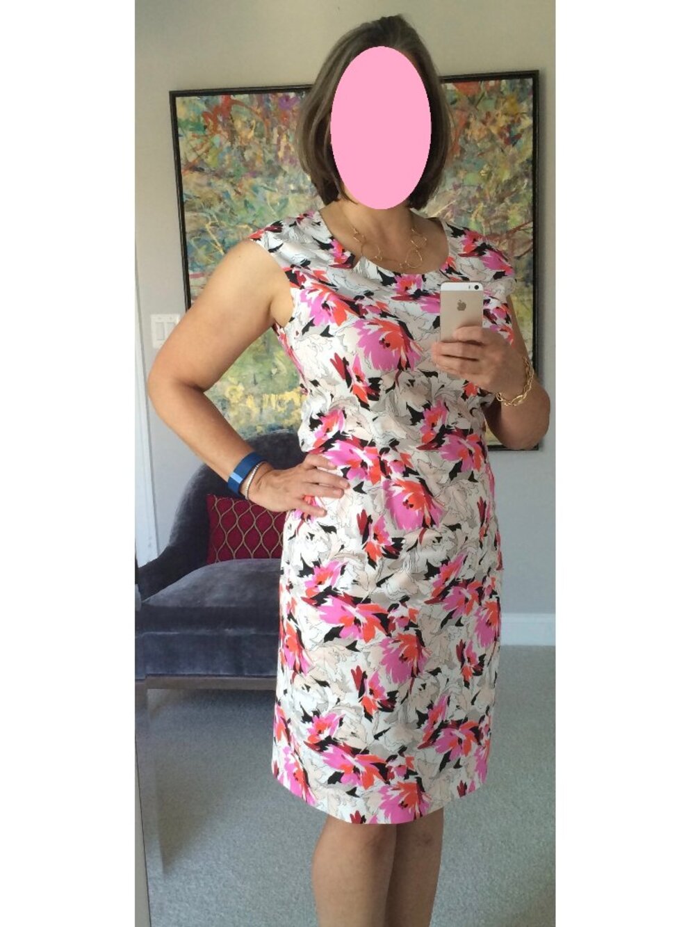 L.K. Bennett | DR Dena Floral Slvls Sheath Dress | Cotton Stretch | Sz-12 |CHIC!